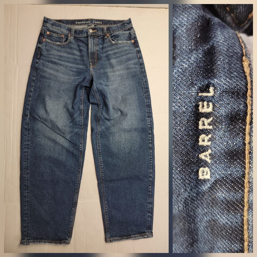 American Eagle Barrel Jeans Women’s Size 6 Long Stretch High Rise Relaxed Drapey